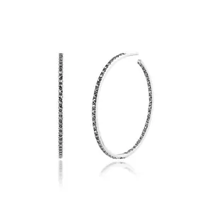 Classico Rotondo Marcasite Grande Cerchio Orecchini IN 925 Argento Sterling - Foto 1 di 3