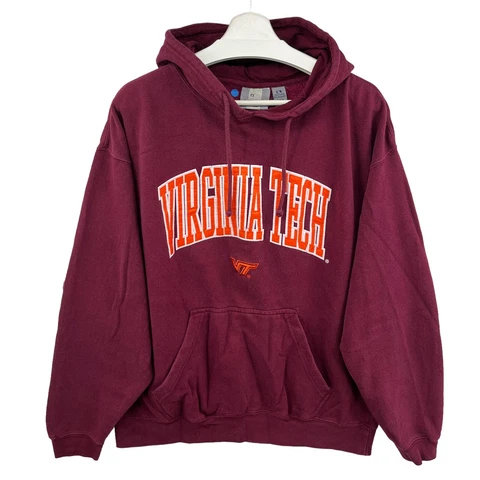 Virginia Tech Hokies Hoodie Mens Extra Large Pullover Red Spellout Sweatshirt Cover