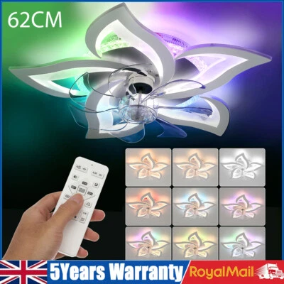 62CM LED Ceiling Fan Light 72W Dimmable Chandelier 6 Speed With Remote Control - Image 1 of 4