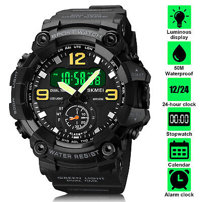 Waterproof Mens Digital Sports Watch LED Scre...