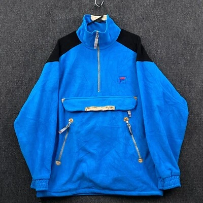 FILA Ski Fleece Pullover Jacket 1/2 Zip Blue Mens Small Vintage 90s Anorak Pouch - Image 1 of 4