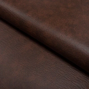 Upholstery Fabric Faux Leather Leatherette Material - Marble CHESTNUT BROWN - Picture 1 of 2