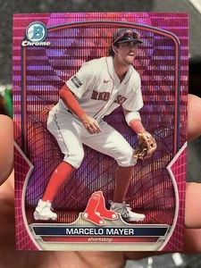 2023 Bowman Chrome Marcelo Mayer Pink Fuchshia Wave RC Refractor #168/199 Boston - Picture 1 of 3