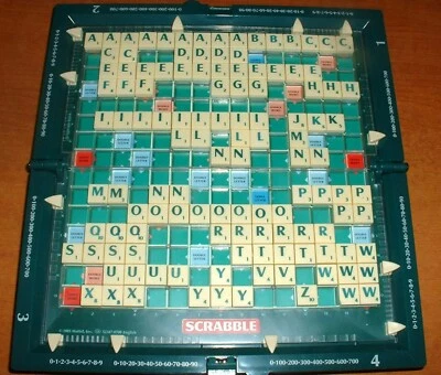 4 TILES FOR 99p SCRABBLE REPLACEMENT GREEN LETTERS FOR HARD CASE TRAVEL SCRABBLE - Image 1 of 2