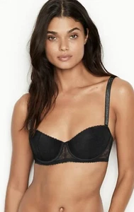 REGGISENO BALCONCINO VICTORIA’S SECRET MOLTO SEXY FODERATO 38DD NERO PIZZO STRASS REG$72 - Foto 1 di 5