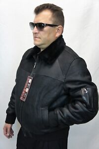 Manteau veste de vol Bomber G-1 100 % cuir véritable peau de mouton noir S-6XL