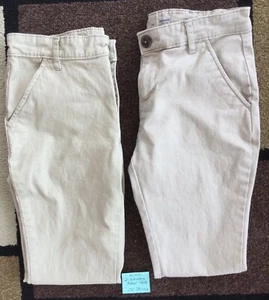 Lot Of 2 Old Navy Boys School Uniform Pants, Khaki Flat Front Adjustable Size 14 - Picture 1 of 6