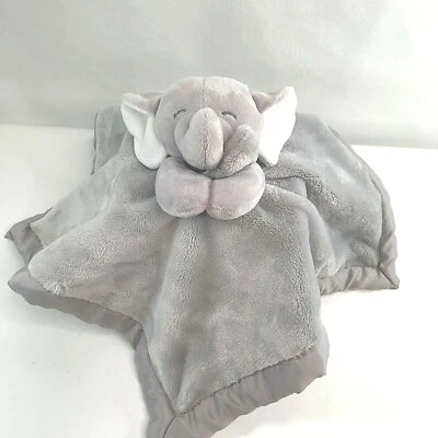 Manta de seguridad Carters bebé gris liso elefante Lovey Minky nailon orejas blancas Foto 1 de 4