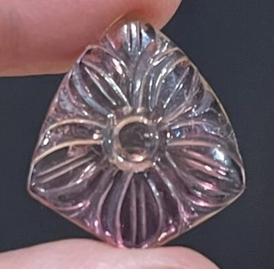 10.15ct 21x18.4x3.4mm Carved Light Pink Flower Tourmaline Flat Back Cabochon Gem - Picture 1 of 12
