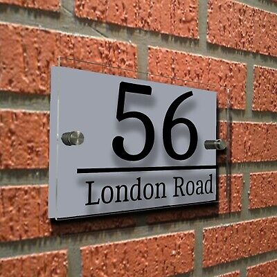 House Sign Wall Gate Door Number Street Name Plaque Acrylic Stylish Dual Layer • 7.09£