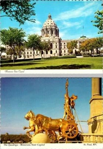 2~4X6 Postkarten St Paul, MN Minnesota State Capitol & Gold Quadriga Statue - Bild 1 von 5