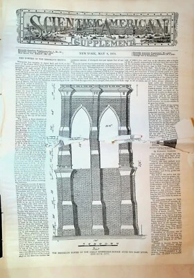 Scientific American Supplement May 6 1876 Brooklyn Bridge Annamese Fingernails - Image 1 of 2