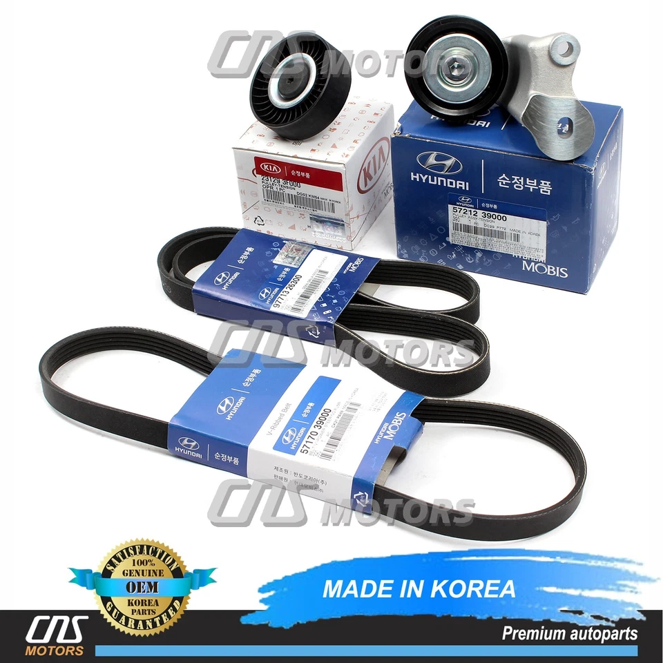 ⭐GENUINE⭐ V-Belts & Pulley Kit for 2003-2006 Santa Fe 3.5L 2004-2006 Amanti - Image 1 of 4
