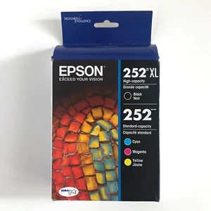 3/2027 Epson 252XL/252 Black/Tri-Color Ink Cartridge 4 Pack Genuine Original OEM - Picture 1 of 4