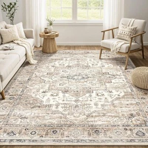 New-Area Rug 5x7 Washable Vintage - Soft Traditional Rugs for Living Room Large - Picture 1 of 5
