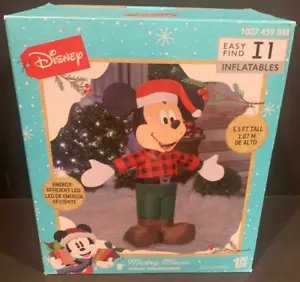 NIB Inflatable Disney Mickey Mouse Plaid Christmas Santa Hat 3.5 Ft - Picture 1 of 2