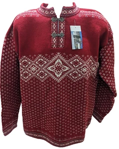 Levandi Ladies 100% Wool Pullover Sweater - Fair Isle - Red NWT - Size XL - Picture 1 of 8