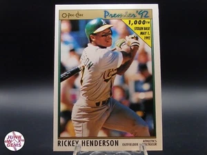 1992 O Pee Chee Premier 1,000th Stolen Base #147 Rickey Henderson NM - Picture 1 of 2