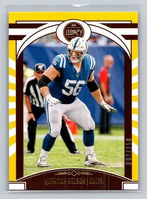 2020 Panini Legacy #33 Quenton Nelson Yellow 82/150 SP Indianapolis Colts - Image 1 of 2