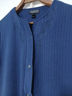 Miss Elaine Relax Talla S Azul Marino Mezcla de Algodón Acolchado A Presión Borde Floral Foto 1 de 4