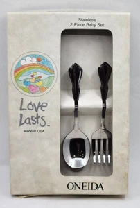 Oneida Chateau Muster 2 Stck Baby Kleinkind Löffel Gabel Besteck Set Edelstahl USA - Bild 1 von 8