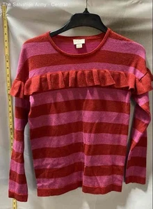 Kate Spade New York Girls Pink Red Striped Ruffle Pullover Sweater Size 14 - Picture 1 of 6