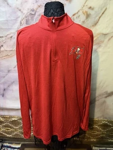Red Quarter-Zip Pullover with Buccaneers Logo - Picture 1 of 3