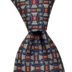 HERMES 7696 OA Herren Krawatte 100% Seide FRANKREICH Luxus Geometrisch Grün/Blau NEU - Bild 1 von 4