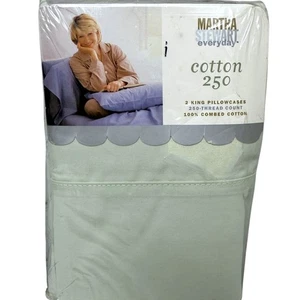 MARTHA STEWART Pillowcases Pair King Size 100% Cotton Sage Green NWT - Picture 1 of 6