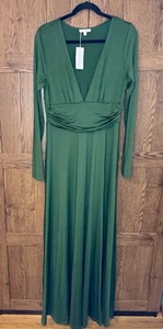 NWT BALTIC BORN Arianna Maxi Dress Hunter Green Size XL Resortwear Long Sleeve - Picture 1 of 15