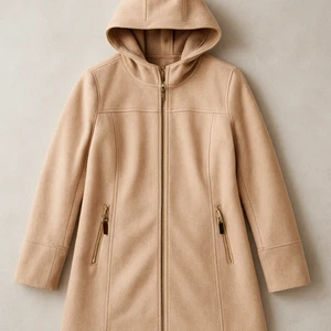 VINCE CAMUTO Kapuzenjacke Full-Zip hellbraun Damen Gr. L langer Mantel elegant - Bild 1 von 6