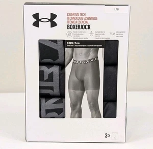 Under Armour Essential Tech Boxerjock 3 Pack 6” Men’s Large Underwear Black - Picture 1 of 9
