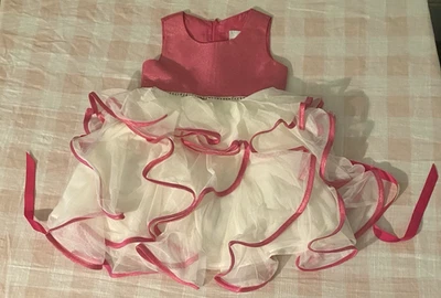 Vestido de fiesta de tul con volantes ediciones raras para niñas pequeñas cinta fucsia corbata 3T NUEVO Foto 1 de 4