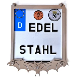 Exklusiver Kennzeichenhalter Motorrad mit Schläger Edelstahl Hochglanz 180x200  - Bild 1 von 7