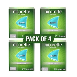 Nicorette Original 4mg Gum 4 x 210 - 12 Weeks* Bundle Total Gum 840 - Picture 1 of 4
