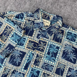 Camicia hawaiana Cooke Street uomo XL blu Aloha palme tropicali con bottoni classica - Foto 1 di 7