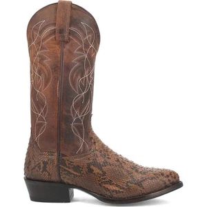 "Bota de Vaquero Dan Post Bay Apache Manning 13"" Punta Redonda Cuero Pitón Genuino" - Imagen 1 de 6