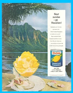 Dole Hawaiian Pineapple diamond head beach tropical vintage print ad 1960 - Picture 1 of 3