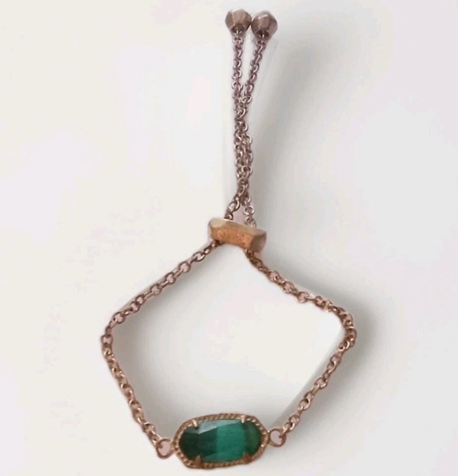 Pulsera Kendra Scott Elaina Station Chapada en Oro Esmeralda Ajustable  Foto 1 de 3