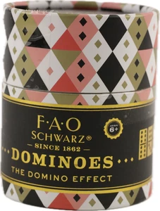 F-A-O SCHWARZ DOMINOES~ THE DOMINO EFFECT~ IN ORIGINAL CYLINDRICAL BOX - Picture 1 of 2