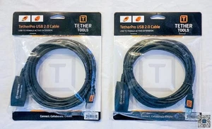 2 brand new Tether Tools TetherPro USB 2.0 Active Extension Cables 16', Black - Picture 1 of 4