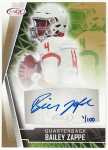 2022 Sage Bailey Zappe #A-BZ Rookie RC Gold 1/100 Auto Autograph NM Patriots - Picture 1 of 2