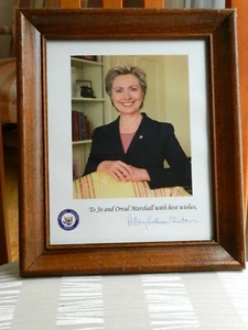 SIGNED HILLARY CLINTON "United States Senate" PHOTO FRAMED + WH BILL/HILLARY CRD - Picture 1 of 4