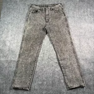 Vintage Wrangler Jeans Mens 34x30 (fits 32x28) Black Acid Wash Straight USA Made - Picture 1 of 13