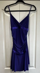NUEVO PARADIS LONDON Vestido Mujer 12 14 Brillante Tirantes Lentejuelas Púrpura MINI Bodycon - Imagen 1 de 17