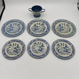 Blue Willow Child's Tea Set Tin Lithograph Ohio Art Toy 7 Pieces  Vintage - Picture 1 of 20