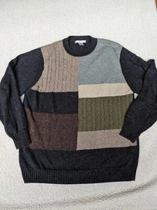 Geoffrey Beene Mens XL Mixed Split Color Block Sweater Pullover Cotton Grandpa - Picture 1 of 9