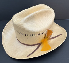 Stetson Roadrunner Straw Hat Cowboy Western Bryantcote Finish Size 7