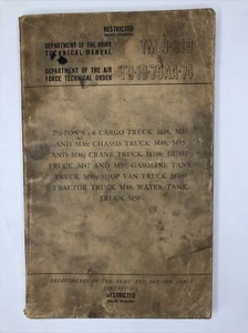 1952 DEPARTMENT OF THE ARMY/AIR FORCE TECHNICAL BOOK TM 9-819 T0-19-75AA-74 - Picture 1 of 6