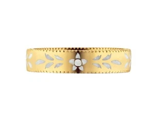 GUCCI Icon Band 18K Yellow Gold White Enamel Ring YBC434541001013 - Picture 1 of 2